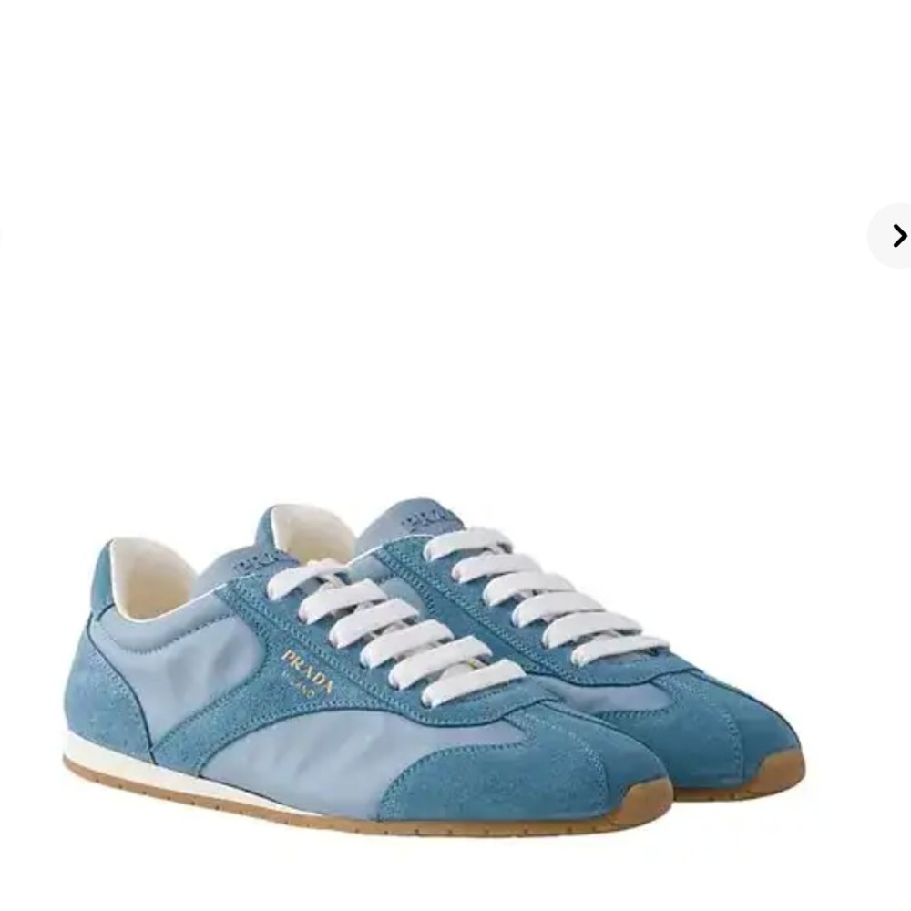 Prada Milano Women Suede and Fabric Low Top Sneakers Blue sz 37, 1E152O